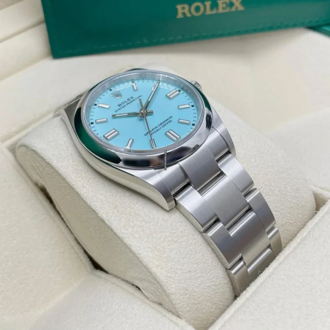 Rolex Tiffany Blue Dial Silver Metal Belt Watch M S Dhoni