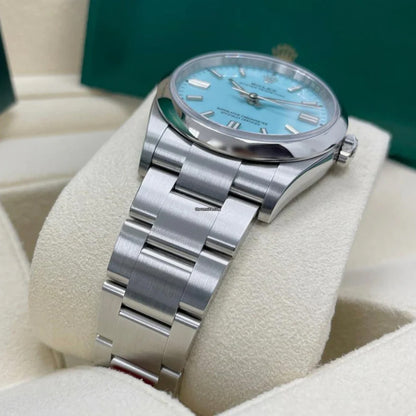 Rolex Tiffany Blue Dial Silver Metal Belt Watch M S Dhoni