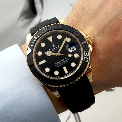 Rolex Yacht Master Silicon Band Gold Black Virat Kholi Watch