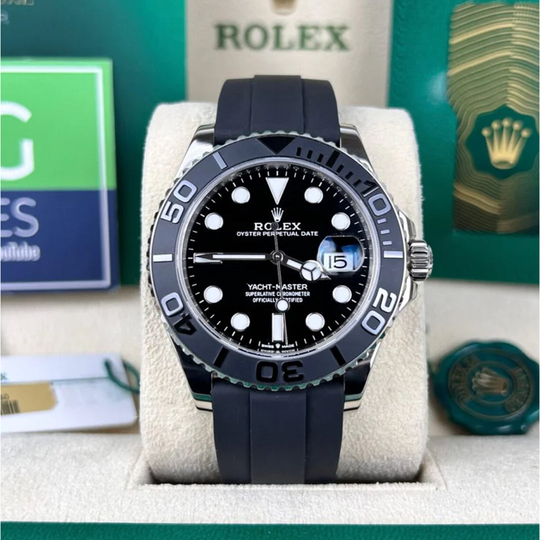 Rolex Yacht Master Silicon Band Silver Black Virat Kholi Watch