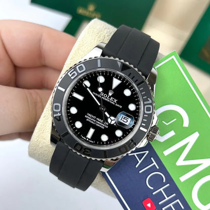 Rolex Yacht Master Silicon Band Silver Black Virat Kholi Watch
