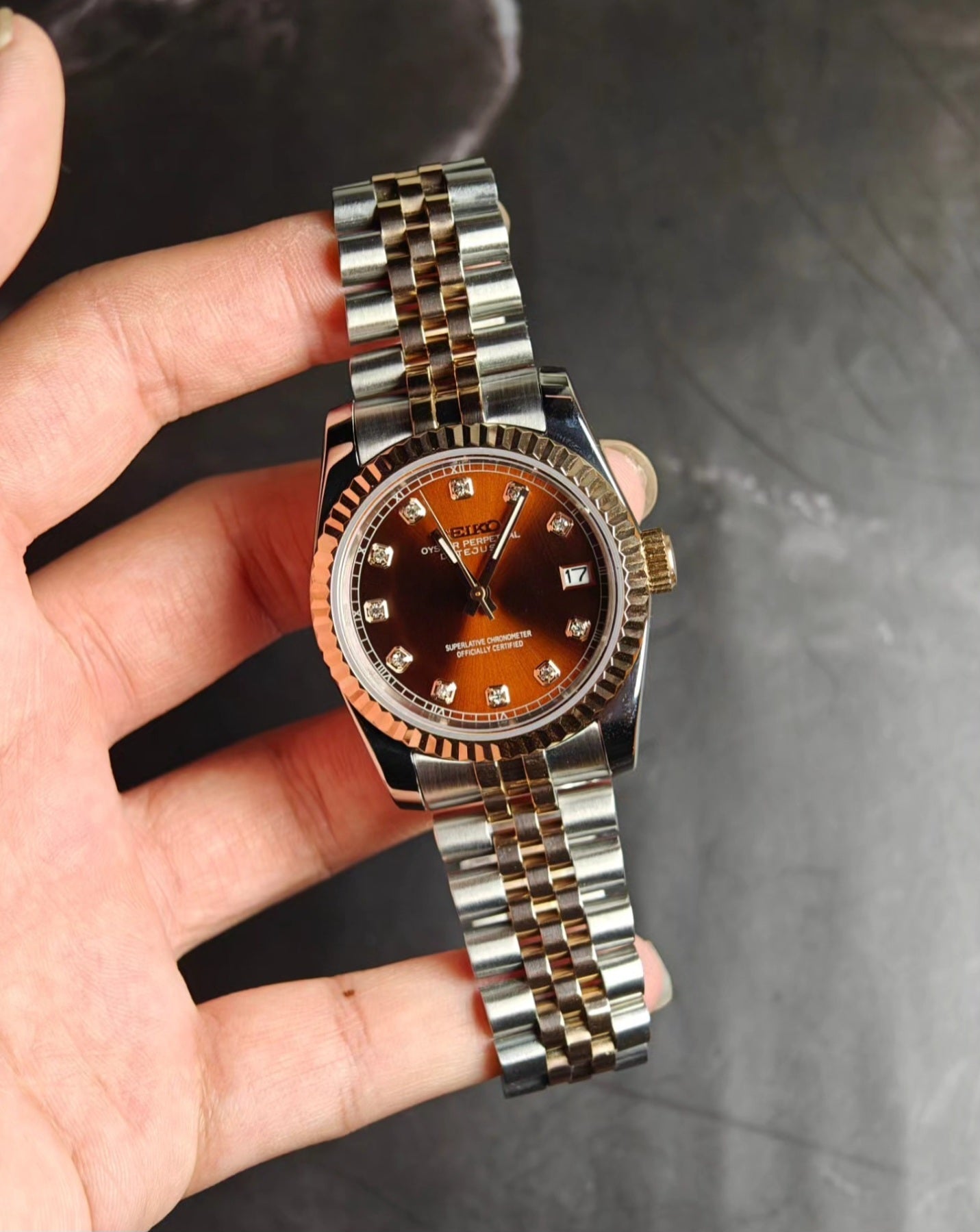 Seiko Datejust Dualtone Chocolate Diamond Dial
