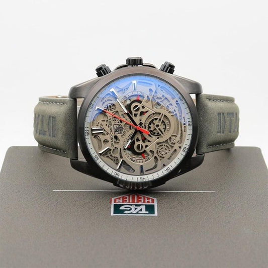 Tagheuer Cr7 Leather Grey Black Belt Watch