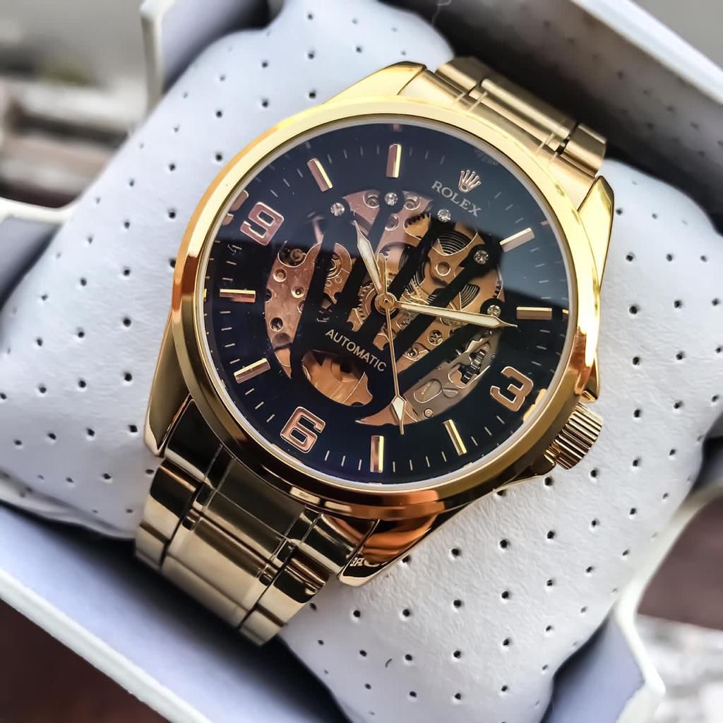 Rolex Automatic Golden Belt Black Dial