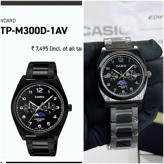 Casio TP-M300D-1AV Black Belt Black Dial