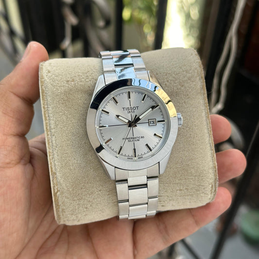 Tissot Gentelman Powermatic 80 Silver Belt Silver Dial