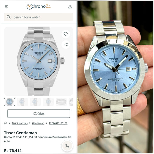 Tissot Gentelman Powermatic 80 Silver Belt Blue Dial