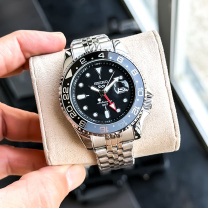 Seiko GMT Black Grey Automatic Watch
